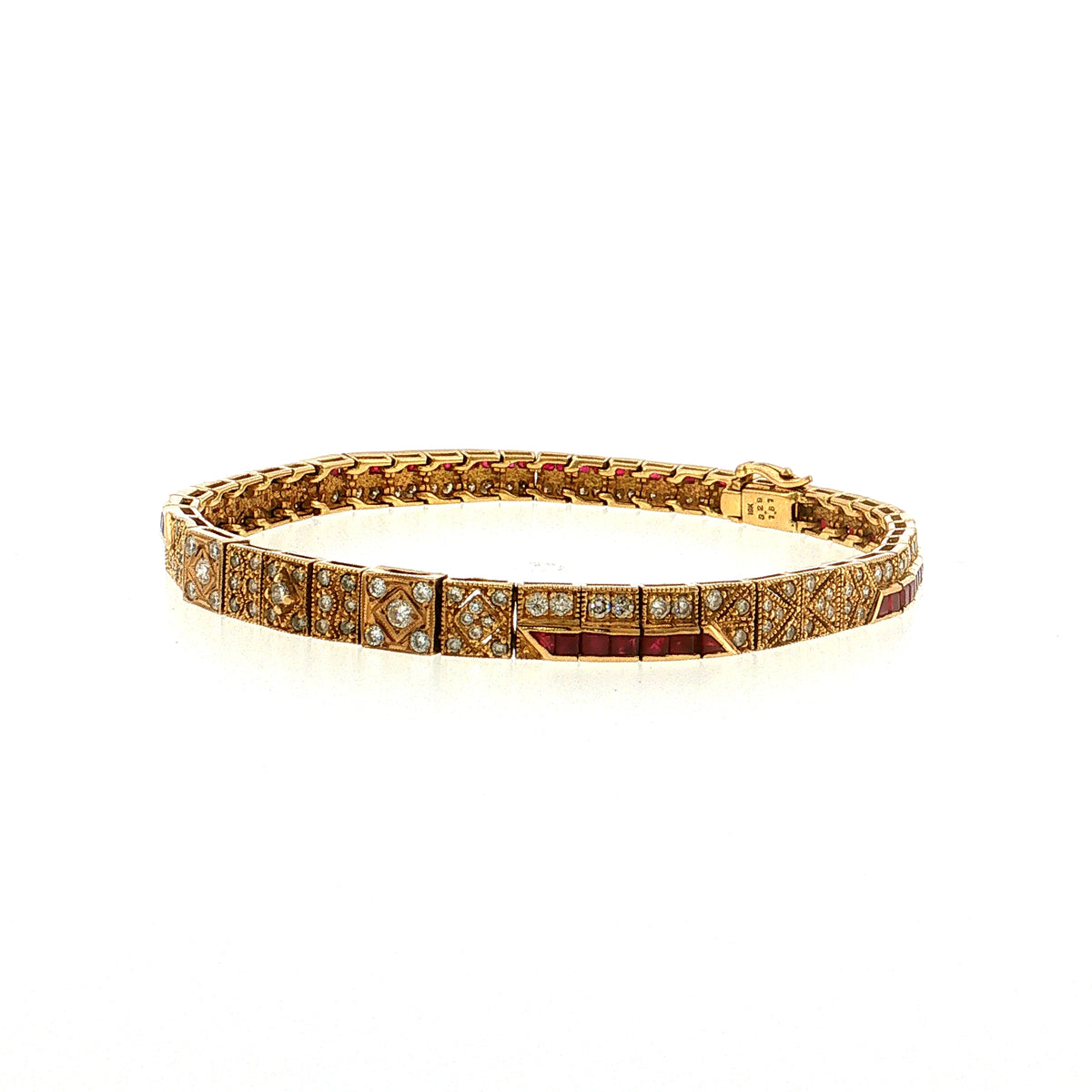 3.29 Diamond & Ruby Bracelet 18k Yellow Gold