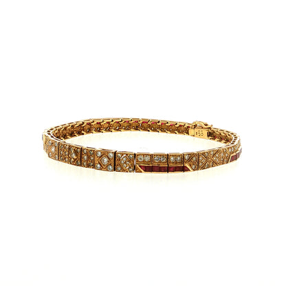 3.29 Diamond & Ruby Bracelet 18k Yellow Gold