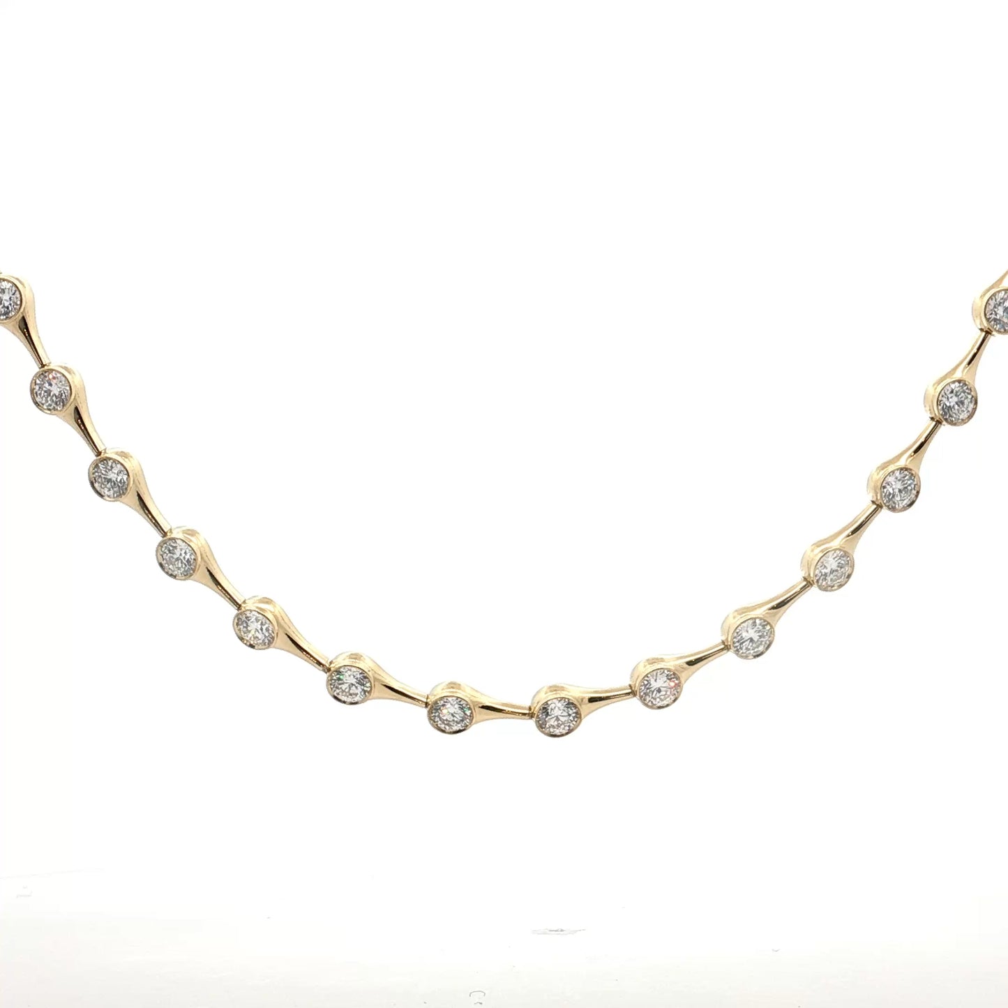 12 Carat Bezel Diamond Necklace 18k Yellow Gold