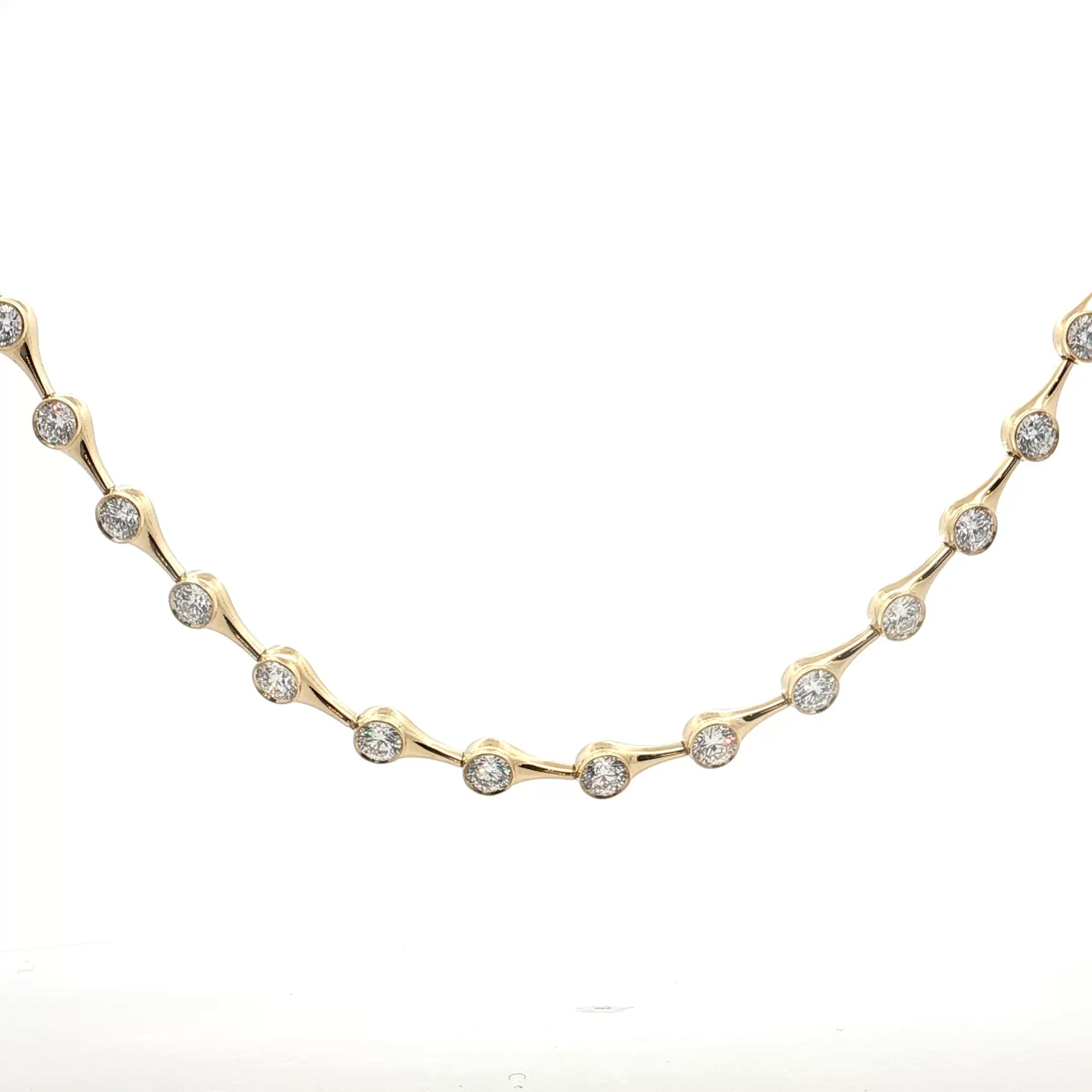 12 Carat Bezel Diamond Necklace 18k Yellow Gold