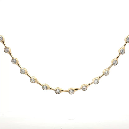 12 Carat Bezel Diamond Necklace 18k Yellow Gold