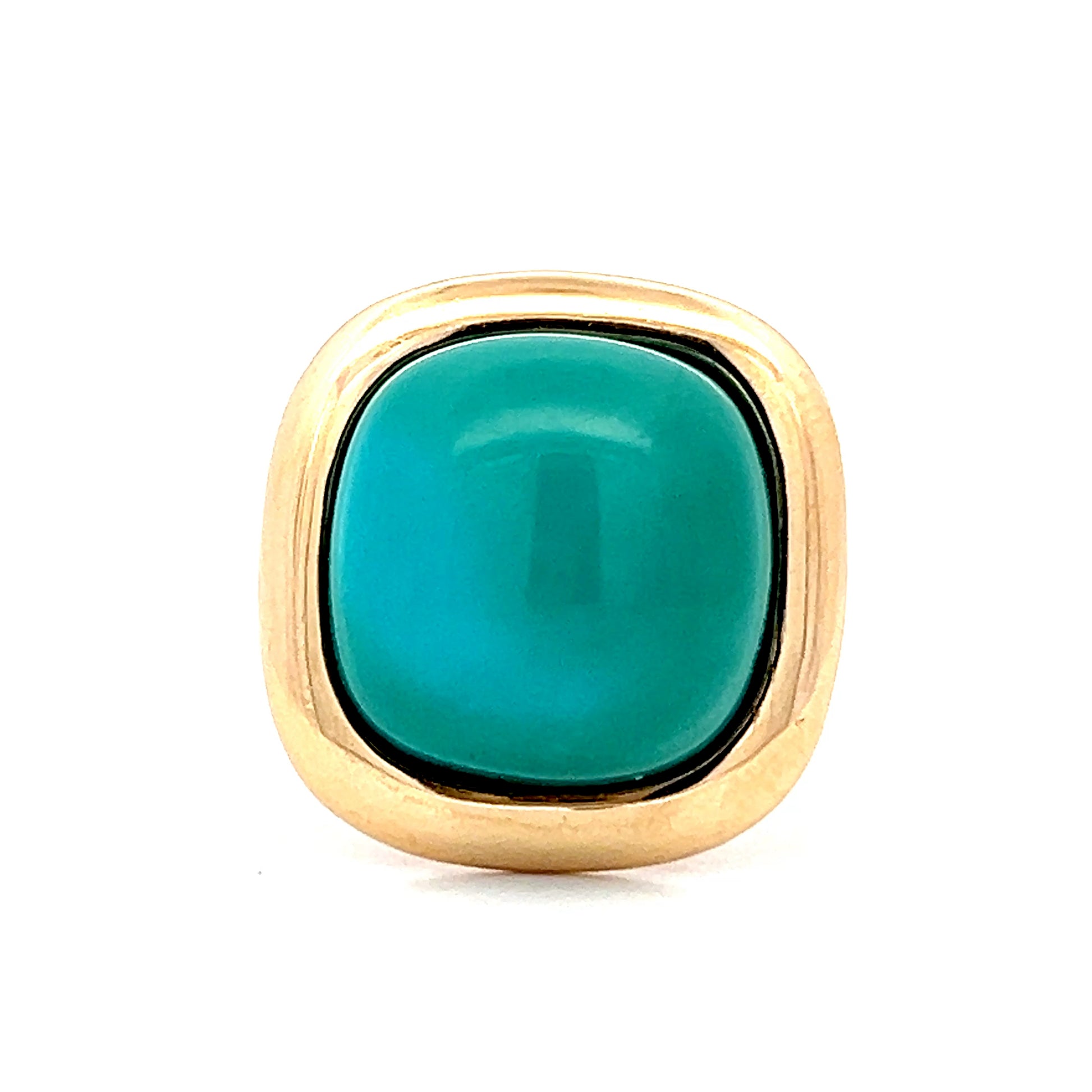 13.20 Cabochon Turquoise Statement Cocktail Ring in 14k