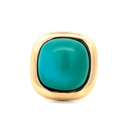 13.20 Cabochon Turquoise Statement Cocktail Ring in 14k