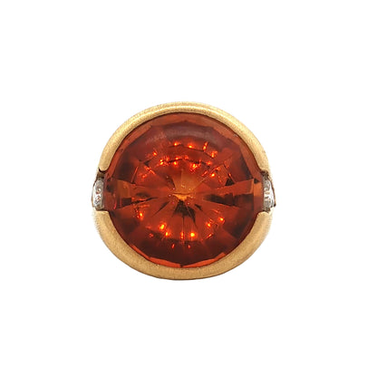 13.60 Cabochon Citrine Cocktail Ring 18k Yellow Gold