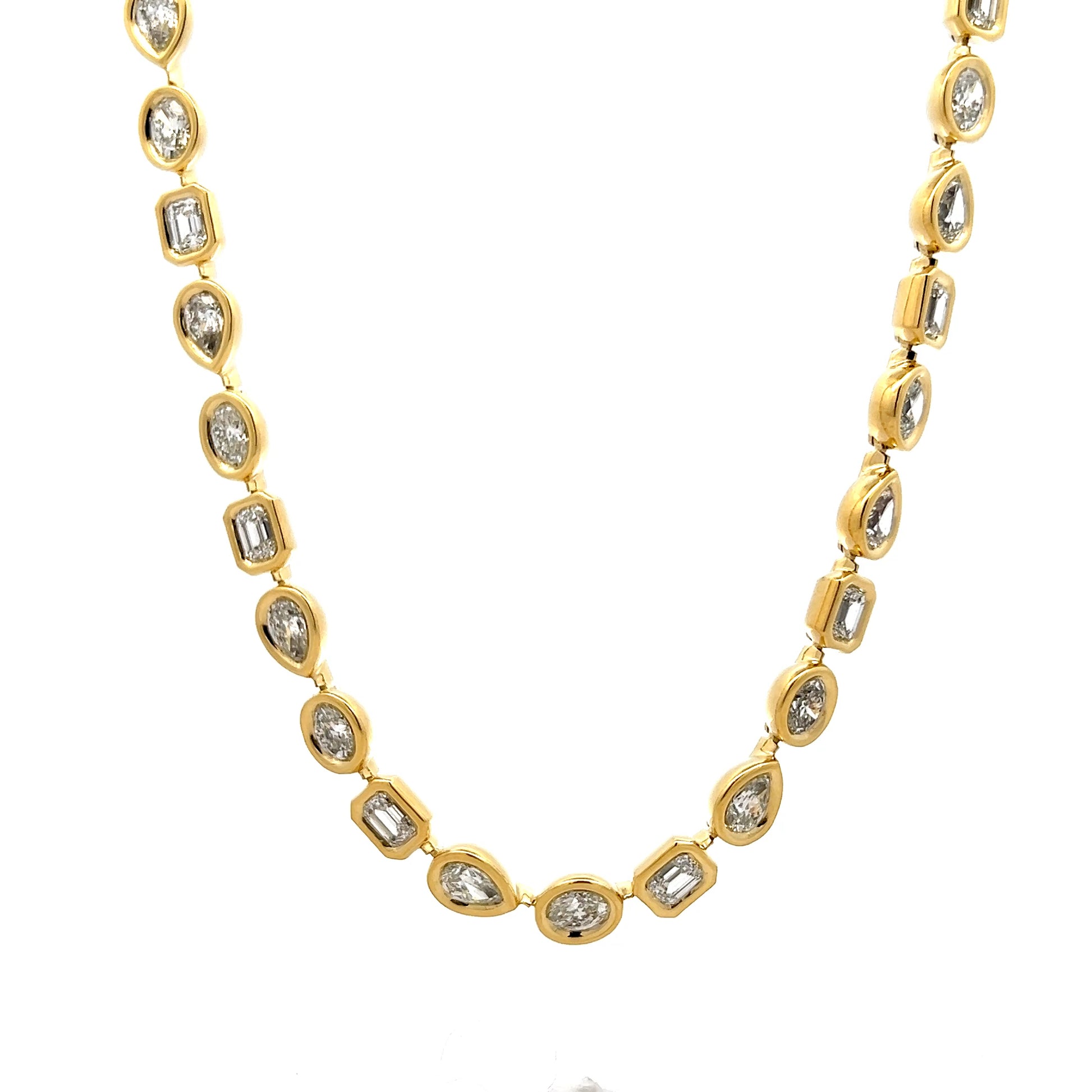 14.44 Mixed Diamond Cut Necklace in 18k Yellow Gold
