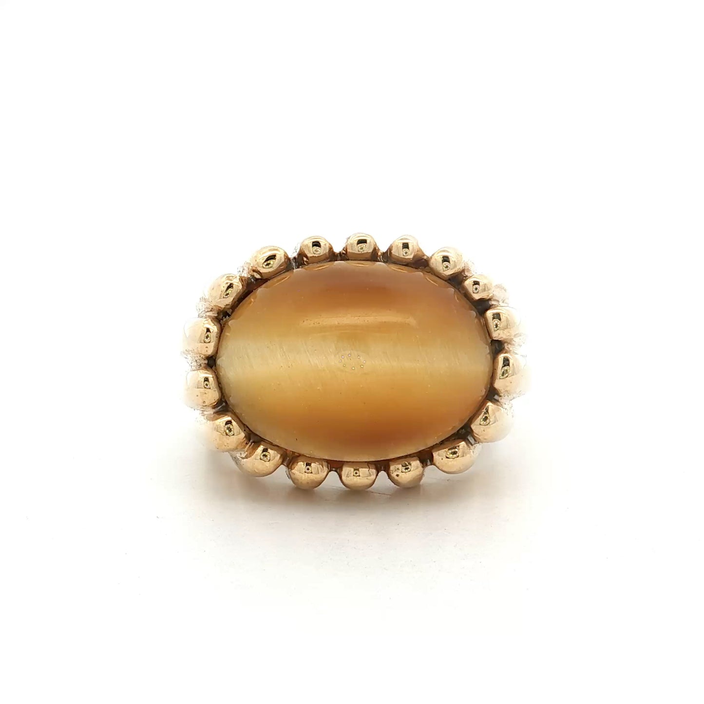 14.81 Vintage Cabochon Cats Eye Cocktail Ring 14k