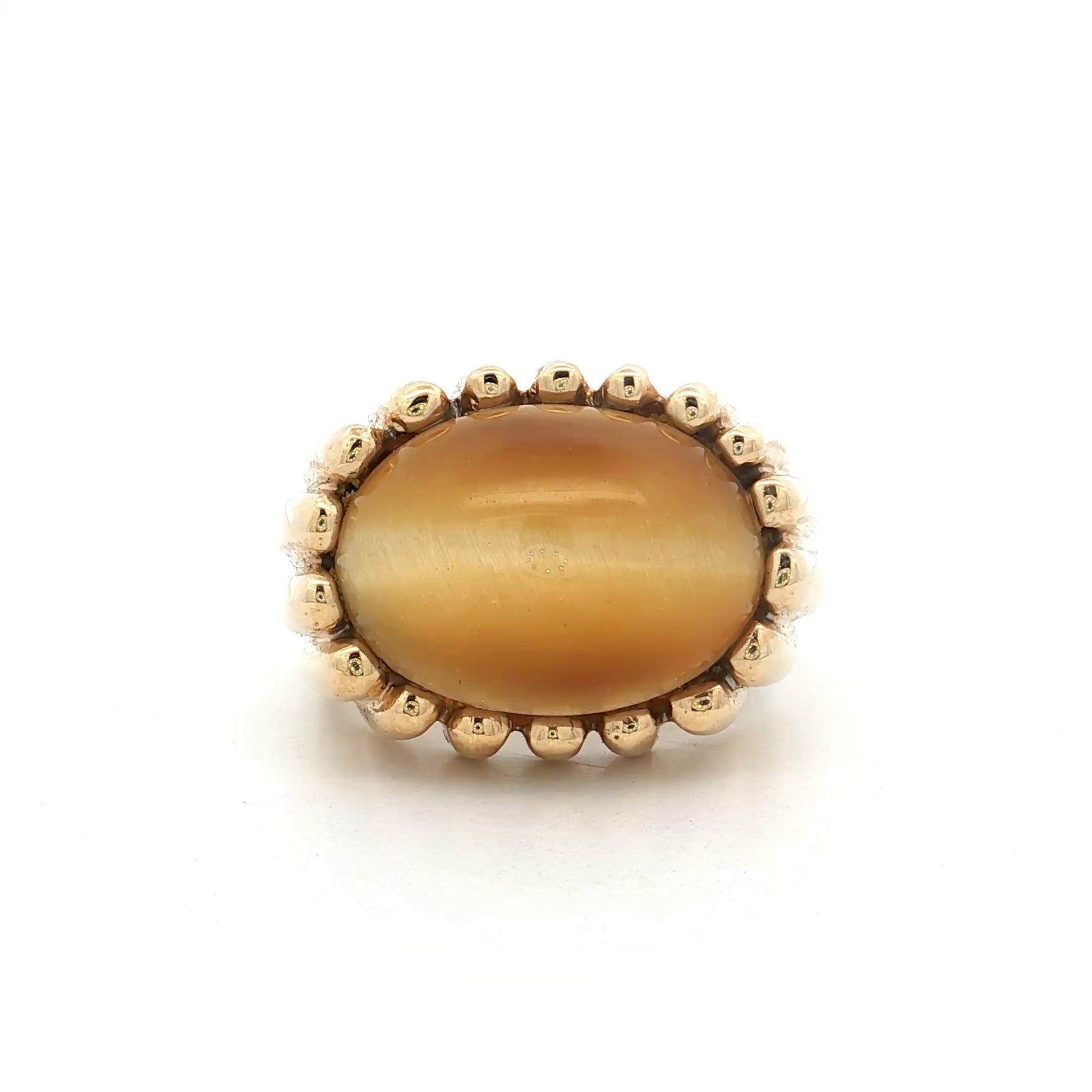 14.81 Vintage Cabochon Cats Eye Cocktail Ring 14k