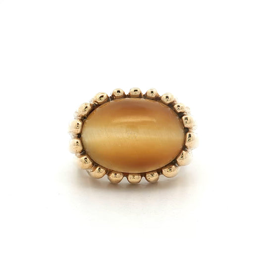 14.81 Vintage Cabochon Cats Eye Cocktail Ring 14k