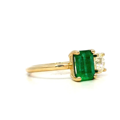 Toi Et Moi Cocktail Ring with Emerald & Diamond in 14k