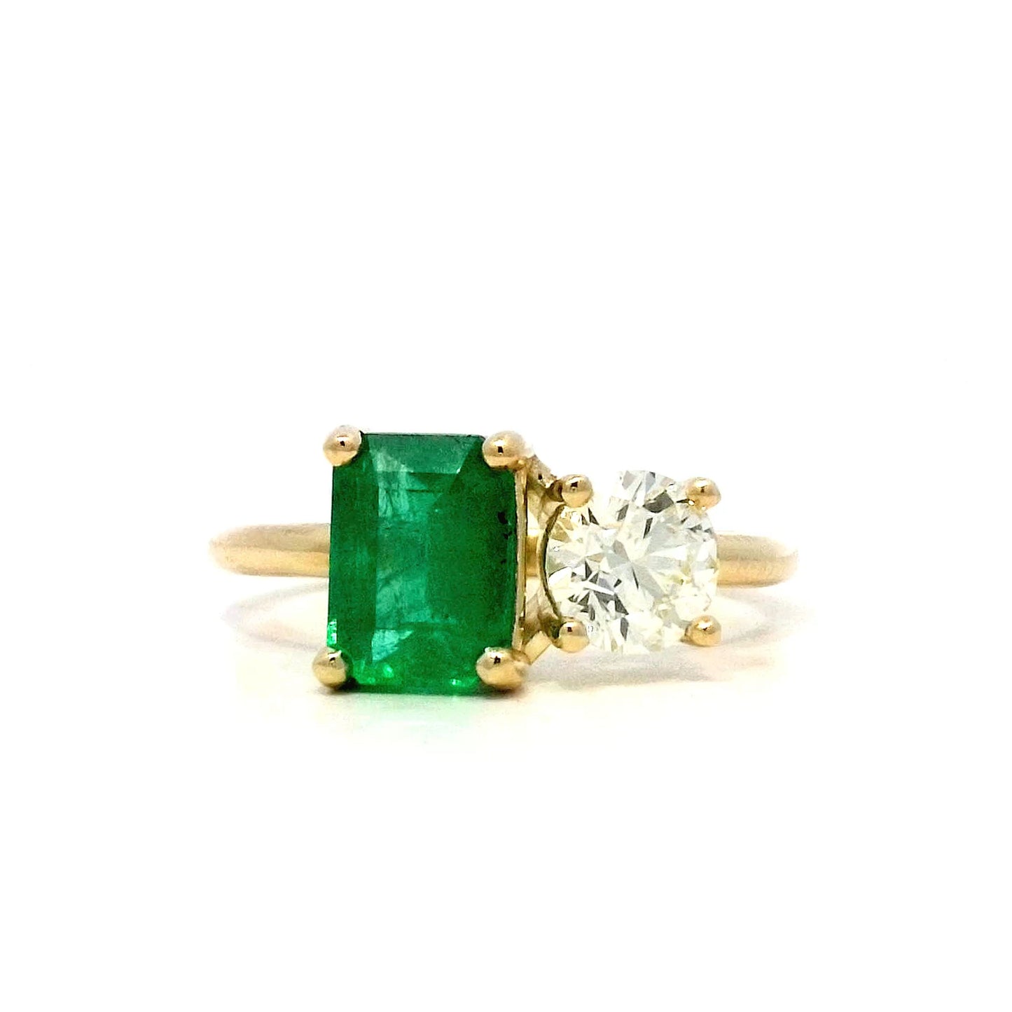 Toi Et Moi Cocktail Ring with Emerald & Diamond in 14k