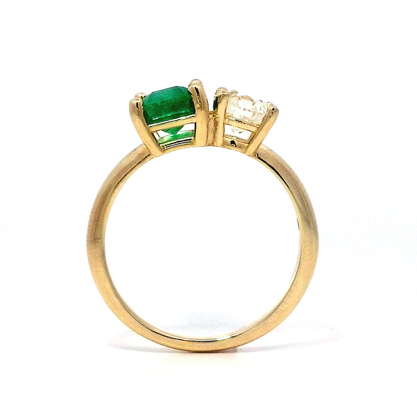 Toi Et Moi Cocktail Ring with Emerald & Diamond in 14k