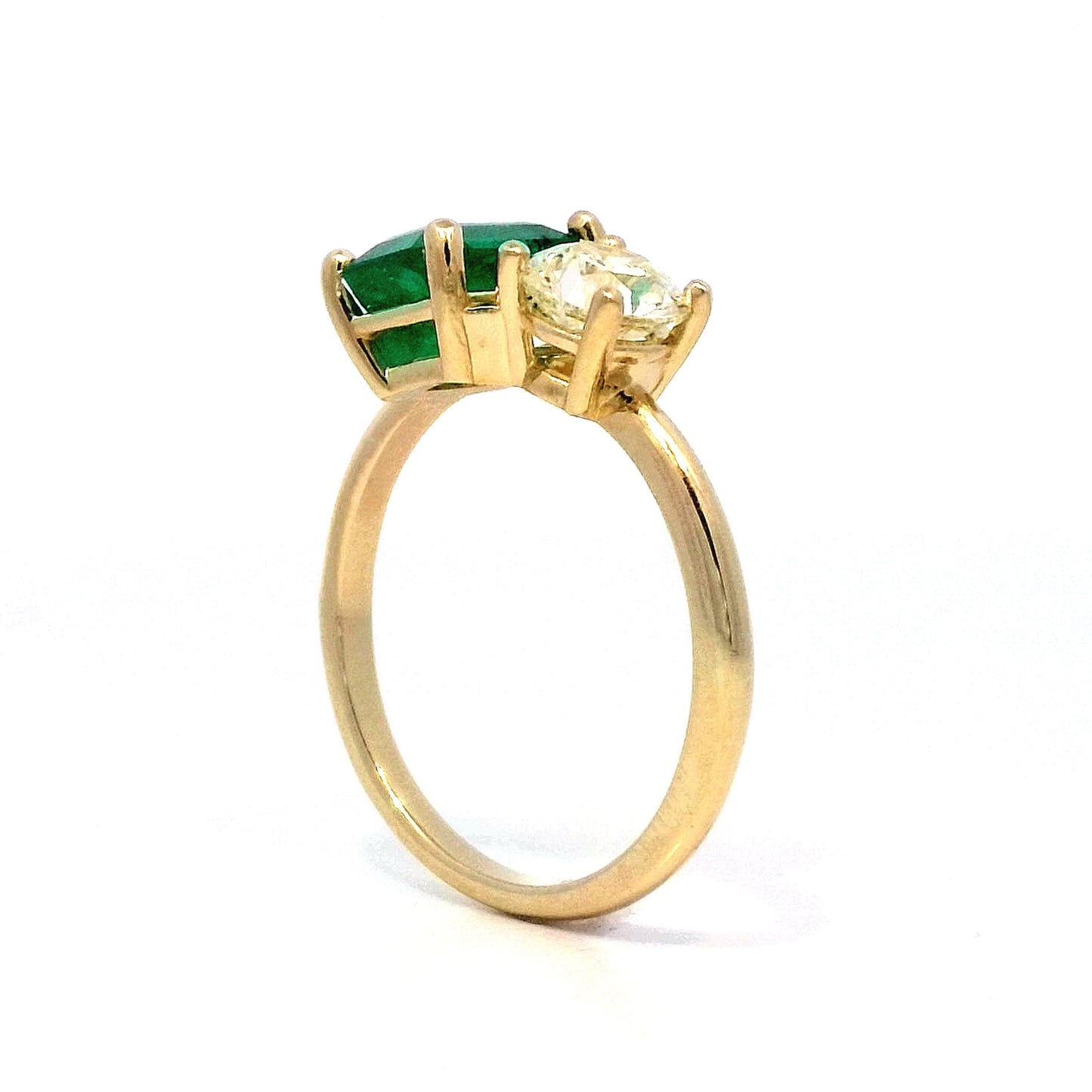 Toi Et Moi Cocktail Ring with Emerald & Diamond in 14k