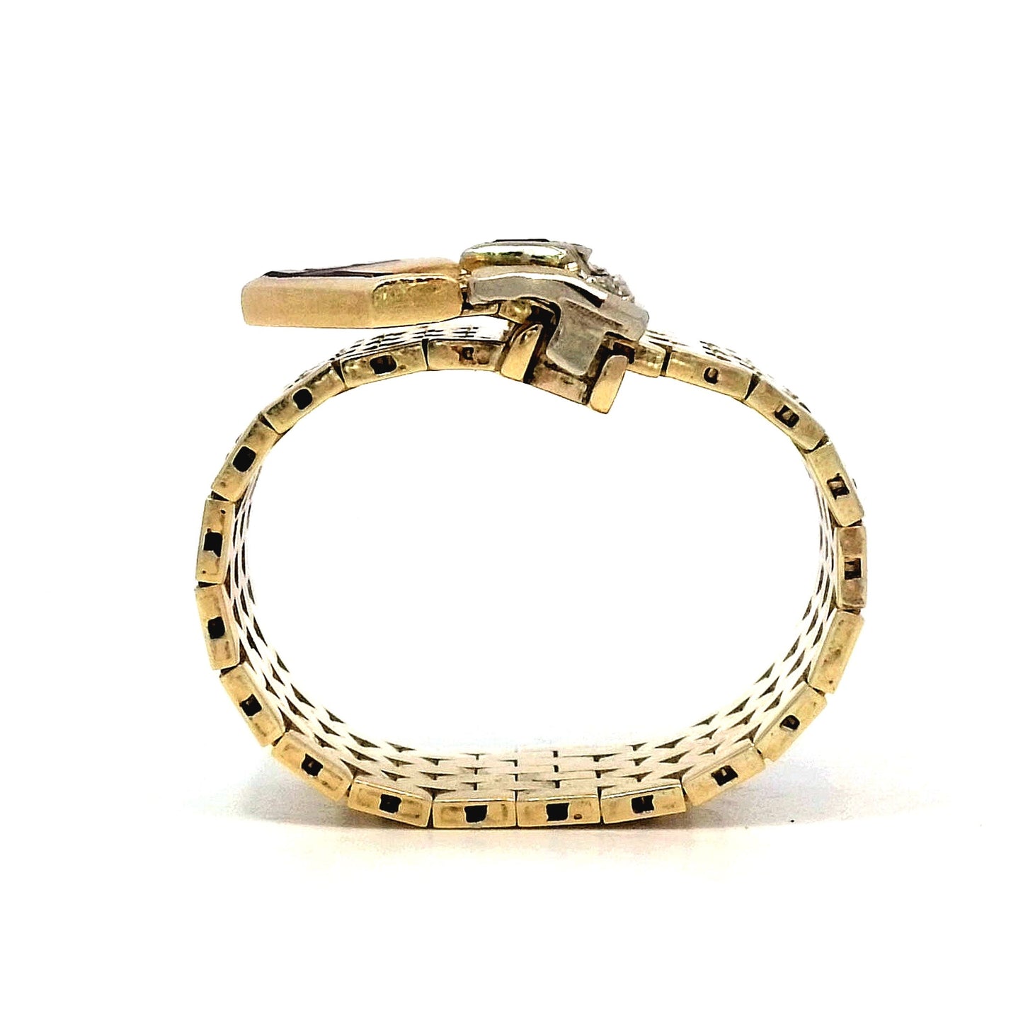 Vintage Retro Diamond Buckle Ring in 14k Yellow Gold