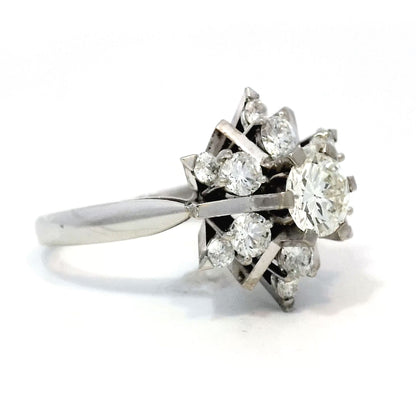 1.24 Diamond Floral Cocktail Ring in 18k White Gold