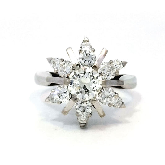 1.24 Diamond Floral Cocktail Ring in 18k White Gold