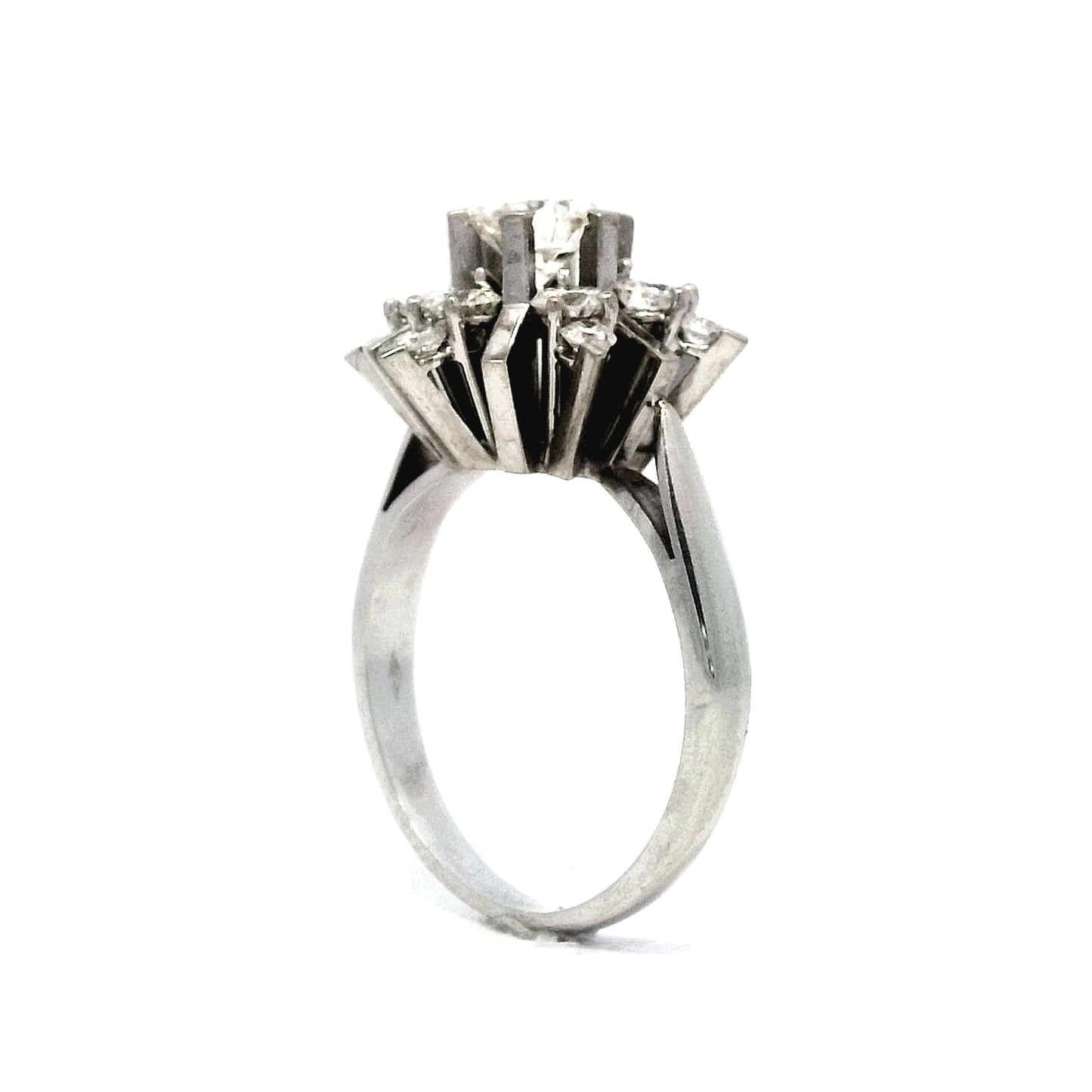 1.24 Diamond Floral Cocktail Ring in 18k White Gold