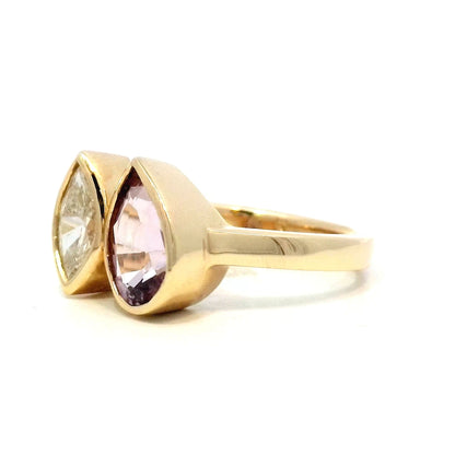 Toi Et Moi Diamond & Spinel Ring in 14k Yellow Gold