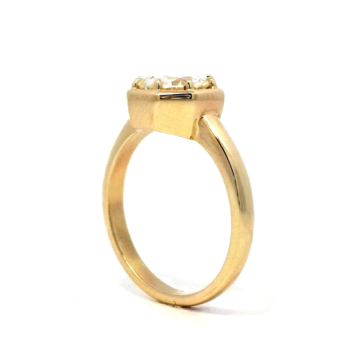 1.61 Round Brilliant Octagonal Engagement Ring in Yellow Gold