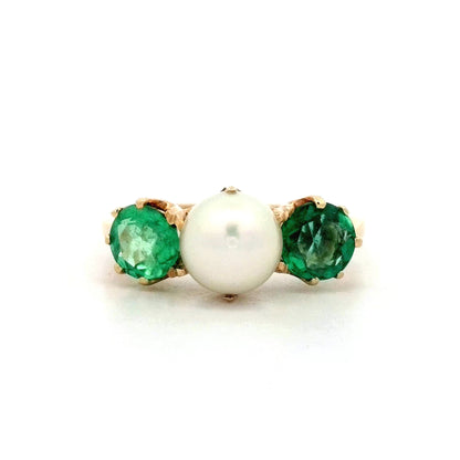 Antique Victorian Pearl & Emerald Ring in 14k