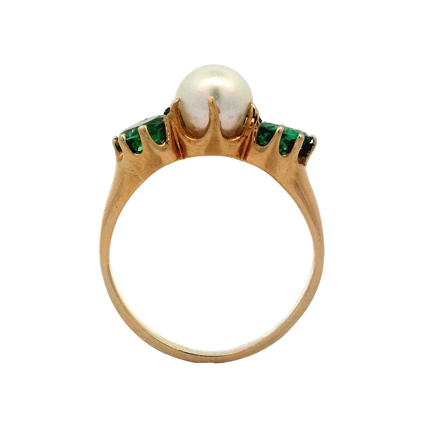 Antique Victorian Pearl & Emerald Ring in 14k