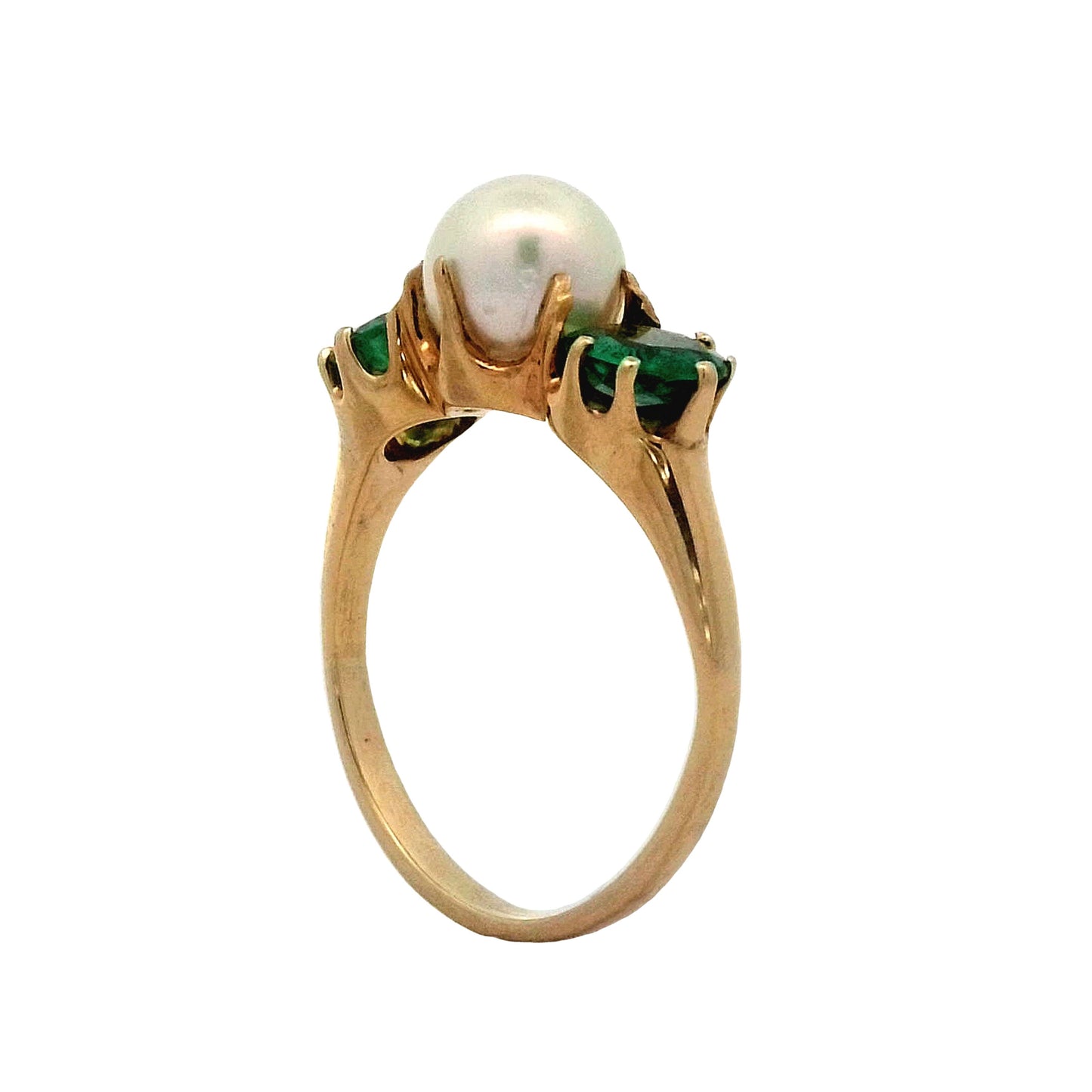 Antique Victorian Pearl & Emerald Ring in 14k