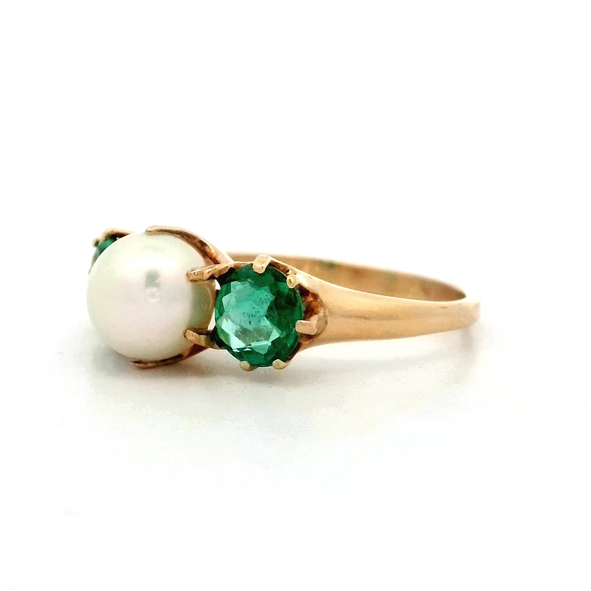 Emerald Engagement Ring Vintage Emerald And Pearl Ring 15ct Yellow