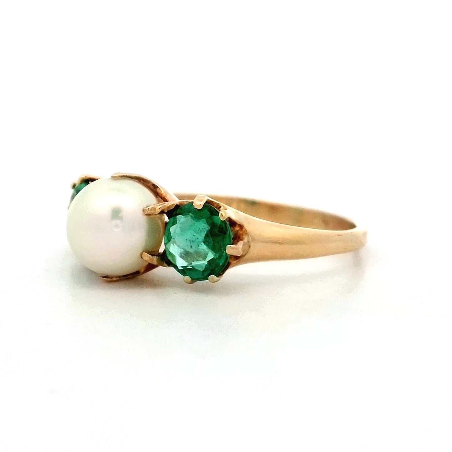 Antique Victorian Pearl & Emerald Ring in 14k