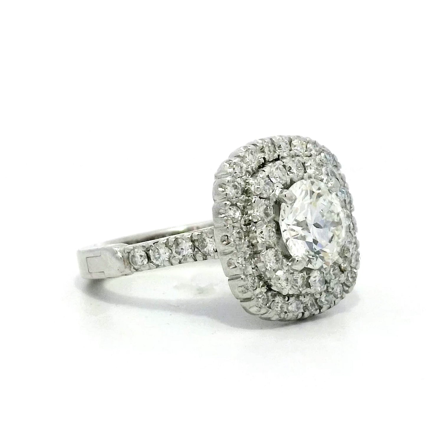 1.26 Diamond Halo Engagement Ring in 14k White Gold