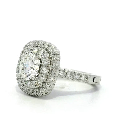 1.26 Diamond Halo Engagement Ring in 14k White Gold