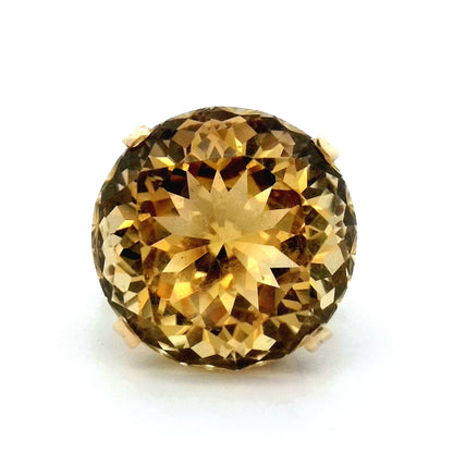 Vintage Golden Topaz Cocktail Ring in 14k Yellow Gold