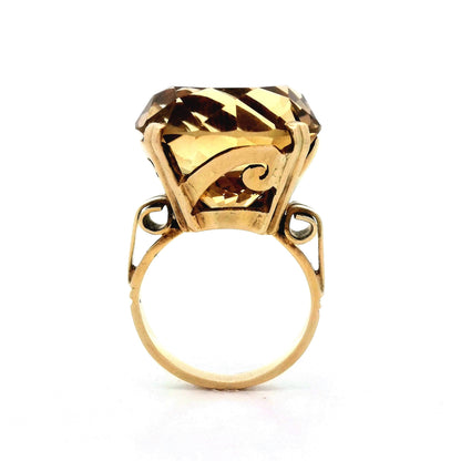 Vintage Golden Topaz Cocktail Ring in 14k Yellow Gold