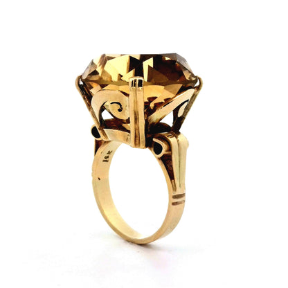 Vintage Golden Topaz Cocktail Ring in 14k Yellow Gold