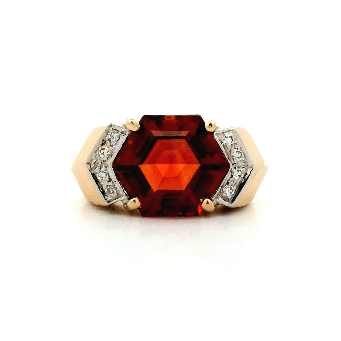 5.30 Hexagon Citrine Cocktail Ring in 14k Yellow Gold