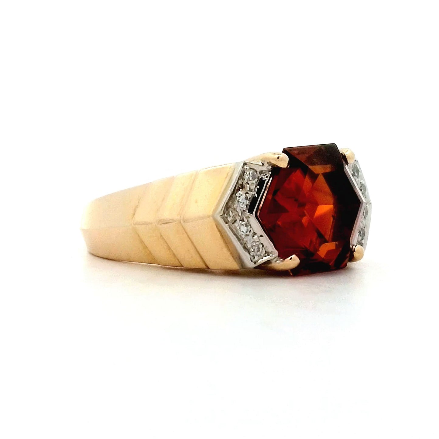 5.30 Hexagon Citrine Cocktail Ring in 14k Yellow Gold