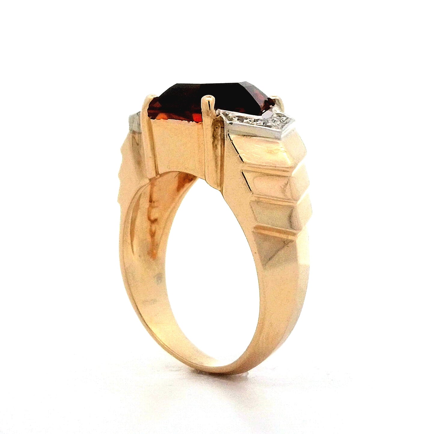 5.30 Hexagon Citrine Cocktail Ring in 14k Yellow Gold