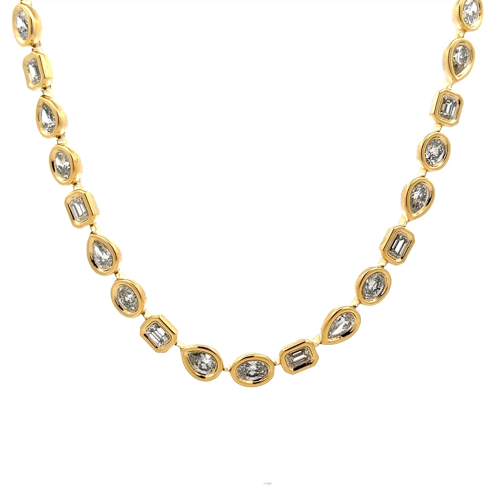14 Carat Diamond Tennis Necklace 18k Yellow Gold