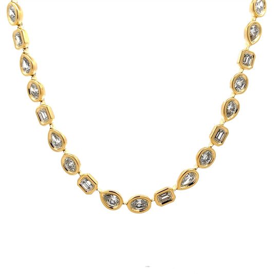14 Carat Diamond Tennis Necklace 18k Yellow Gold