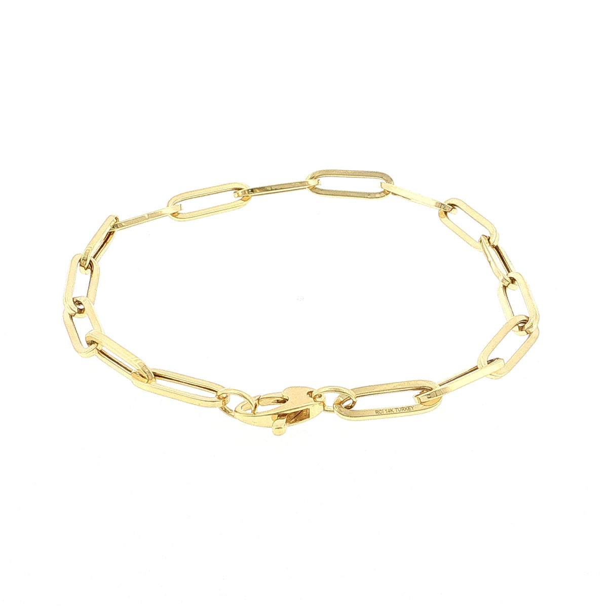7.5" Paperclip Chain Link Bracelet 14k Yellow Gold