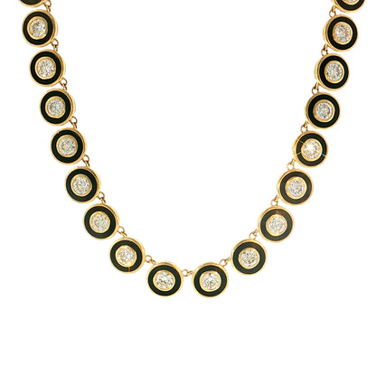 15.47 Round Brilliant Diamond Bezel Necklace 18k Yellow Gold