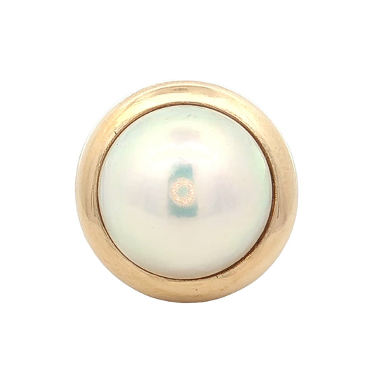 15mm Mabe Pearl Bezel Cocktail Ring 14k Yellow Gold