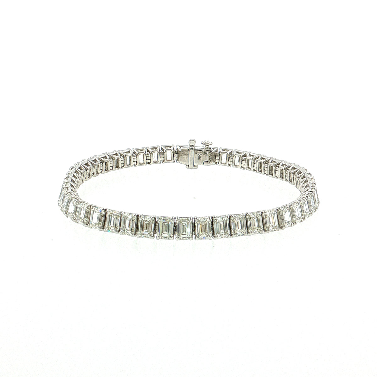 16.27ct Emerald Cut Diamond Tennis Bracelet 18k White Gold