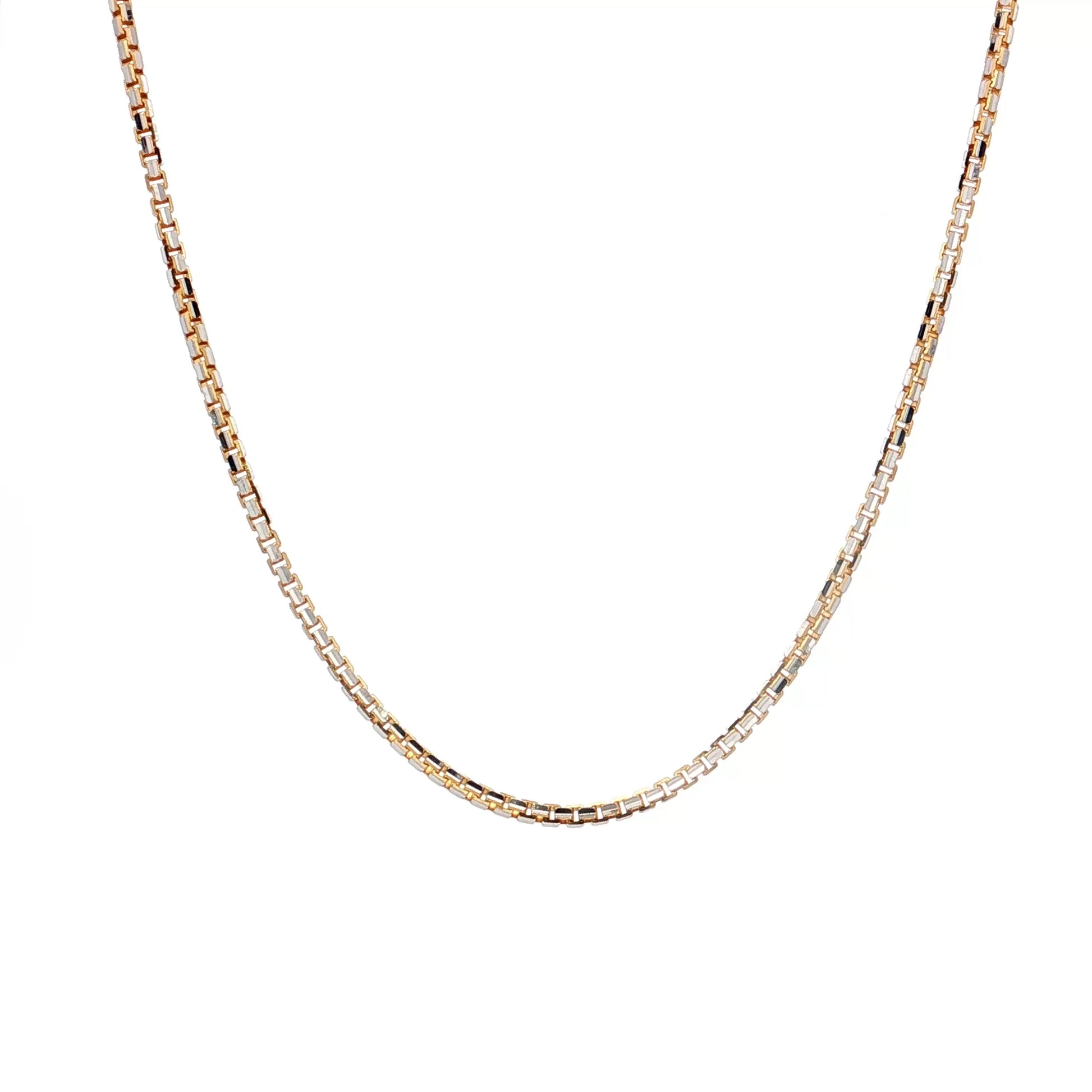 16.5" Box Chain Necklace Two-Tone 18k