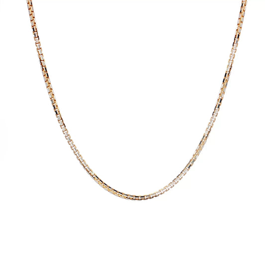 16.5" Box Chain Necklace Two-Tone 18k