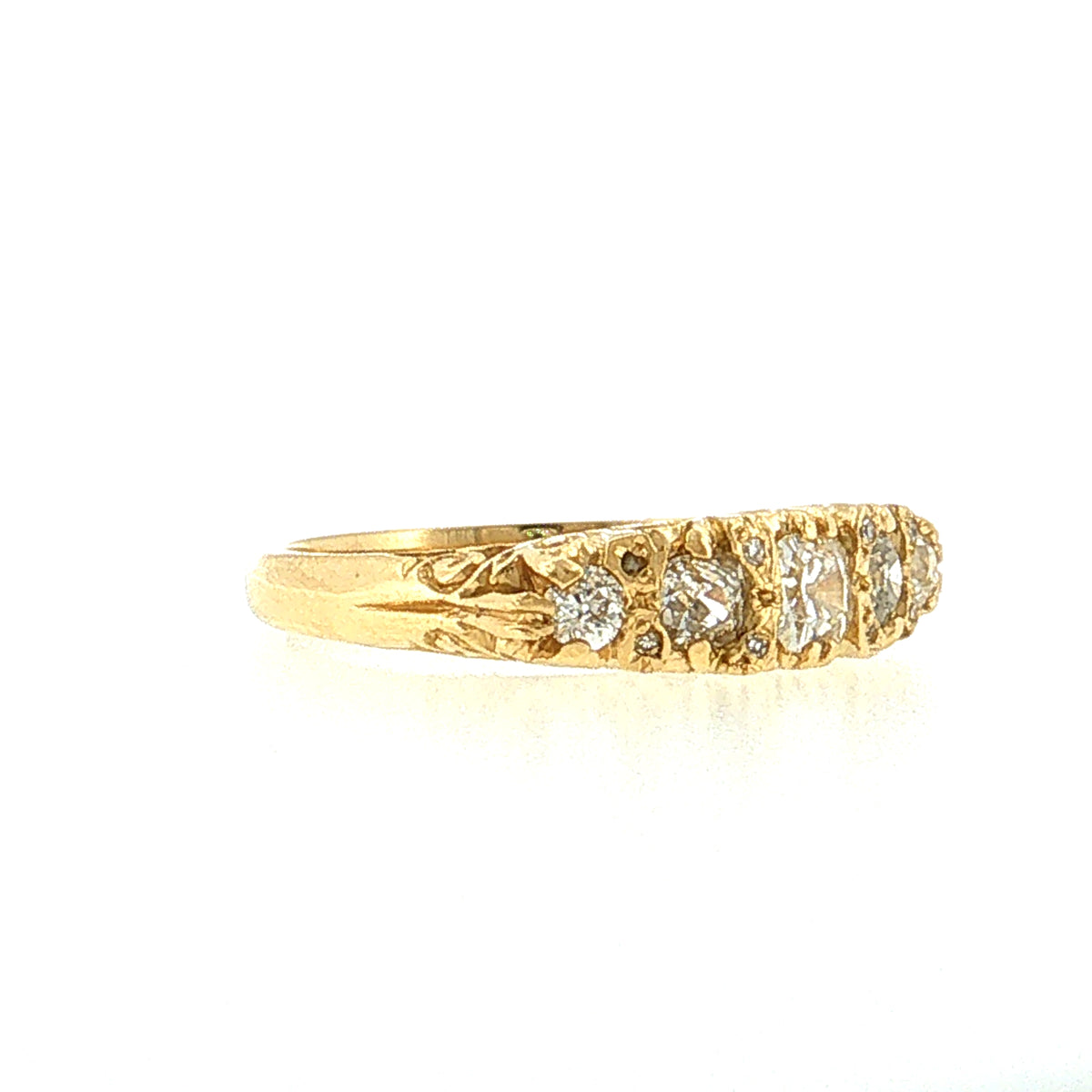 .94 Victorian Antique Old Mine Diamond Five Ring 18k