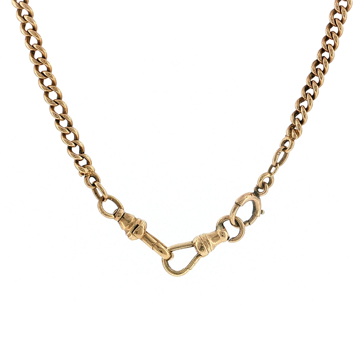 16" Antique Victorian Watch Fob Curb Link Chain Necklace 14k