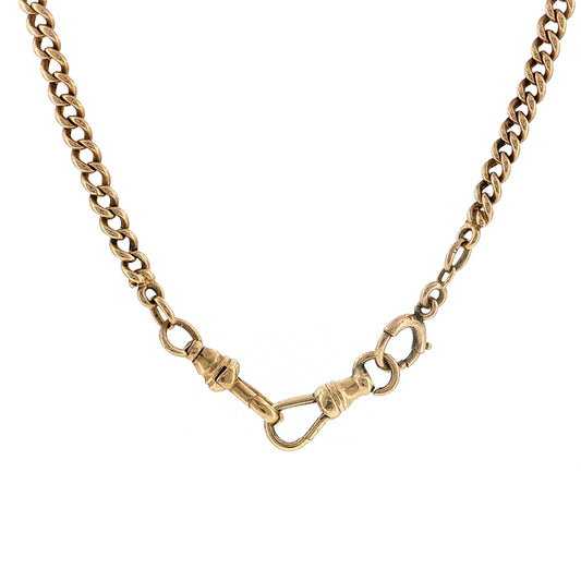 16" Antique Victorian Watch Fob Curb Link Chain Necklace 14k