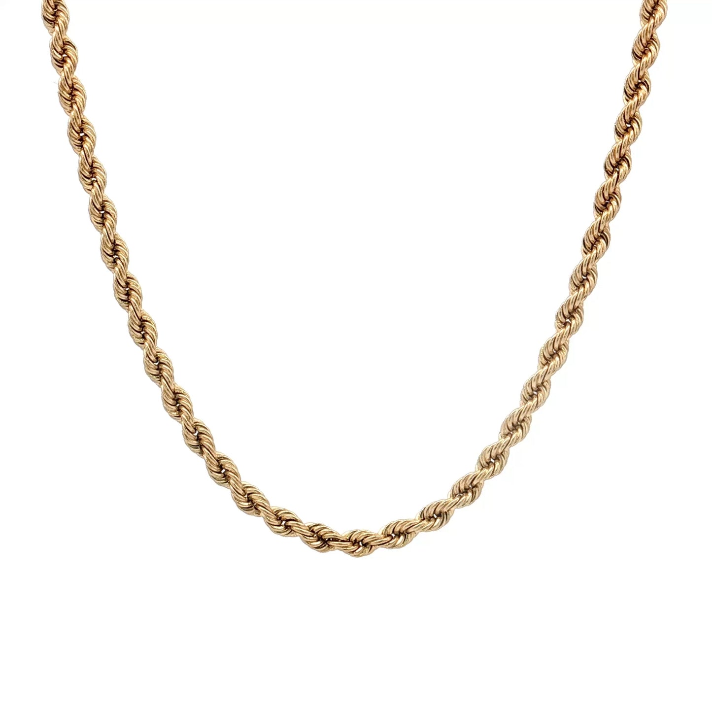 16" Diamond Cut Rope Chain Necklace 14k Yellow Gold