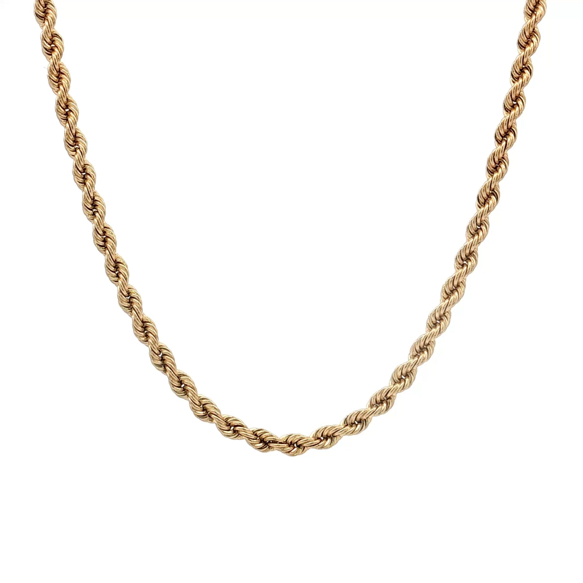 16" Diamond Cut Rope Chain Necklace 14k Yellow Gold