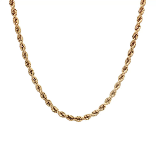16" Diamond Cut Rope Chain Necklace 14k Yellow Gold