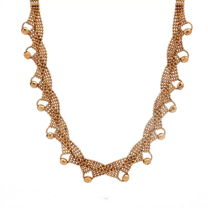 16 Inch Beaded Mesh Chain Necklace in 18k Yellow Gold